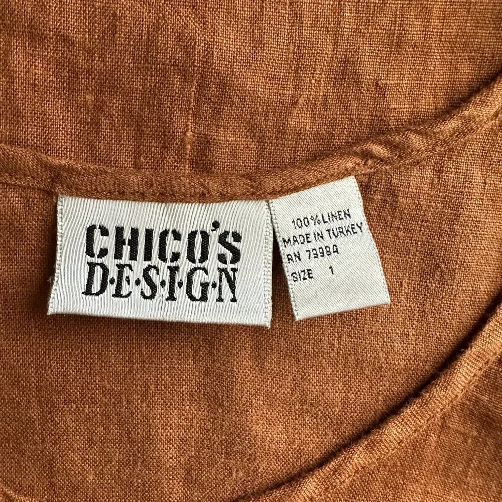 Chic Chico's Design 100% Linen Sleeveless Brown Midi Dress Size 1( USA M/8) - Picture 3 of 12